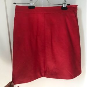 Topshop red leather skirt